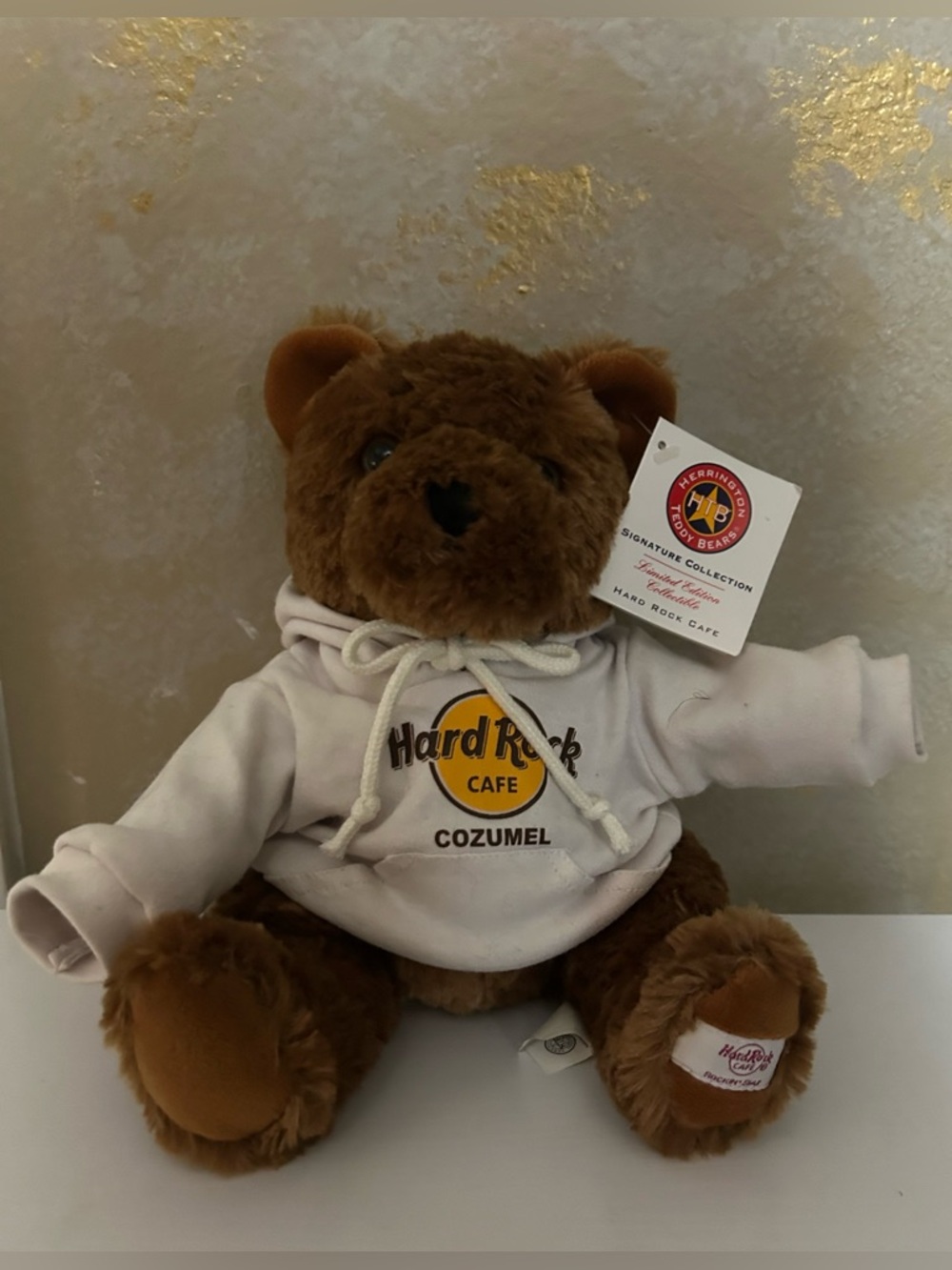 Hard Rock Cafe Authentic Teddy Bear Plush with White Cozumel Hoodie